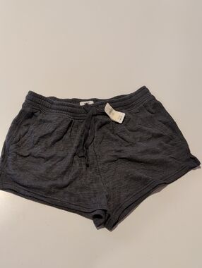 aerie Charcoal Knit Drawstring Lounge Shorts With Pockets